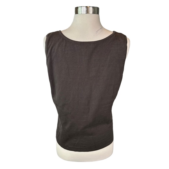 Talbots Mercerized Cotton Stretch Tank Top Womens Blouse Sleeveless Brown Large - Picture 5 of 10
